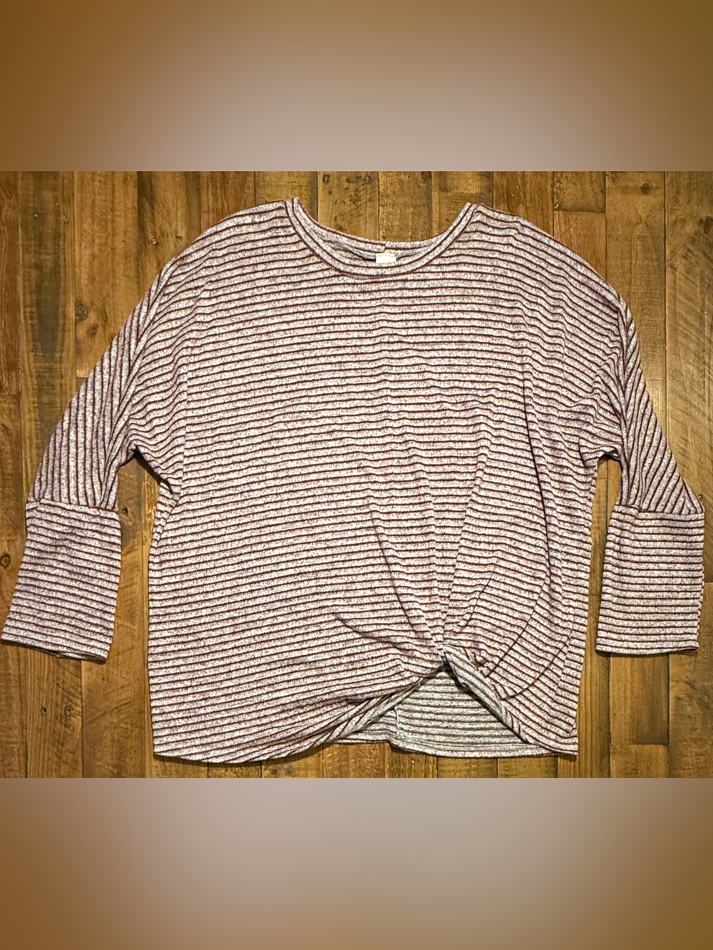 Lily Pad Women’s 1X Striped Knit Pullover Top